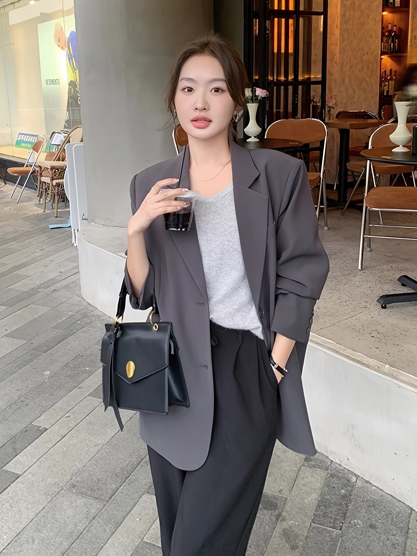 Gray Suit Jacket for Women Spring & Fall 2025 New Spring High-End Casual Small Korean Style Design Suit