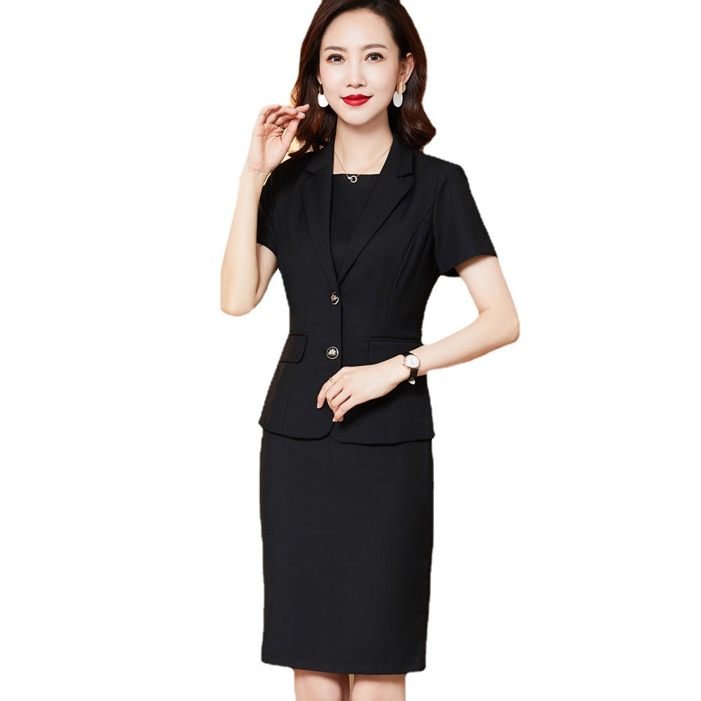 Spot New Summer Women's Professional Suit Executive Management Uniform Work Clothes Korean Style Business Suit Short-Sleeved Suit
