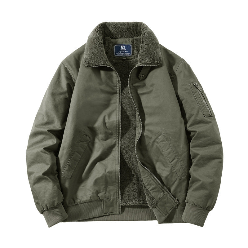 2025 New Winter Velvet Casual Cotton Outwear Men's Large Size Thickeneded Lapel Cotton Jacket Work Jacket 5869A