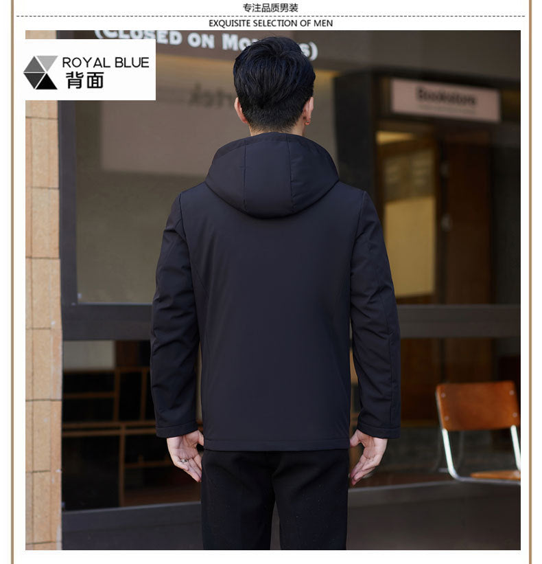 2024 Autumn and Winter Men's Thickened Warm Jacket for Middle-aged and Elderly Dads with Lapel Casual Detachable Liner Cotton-padded Jacket