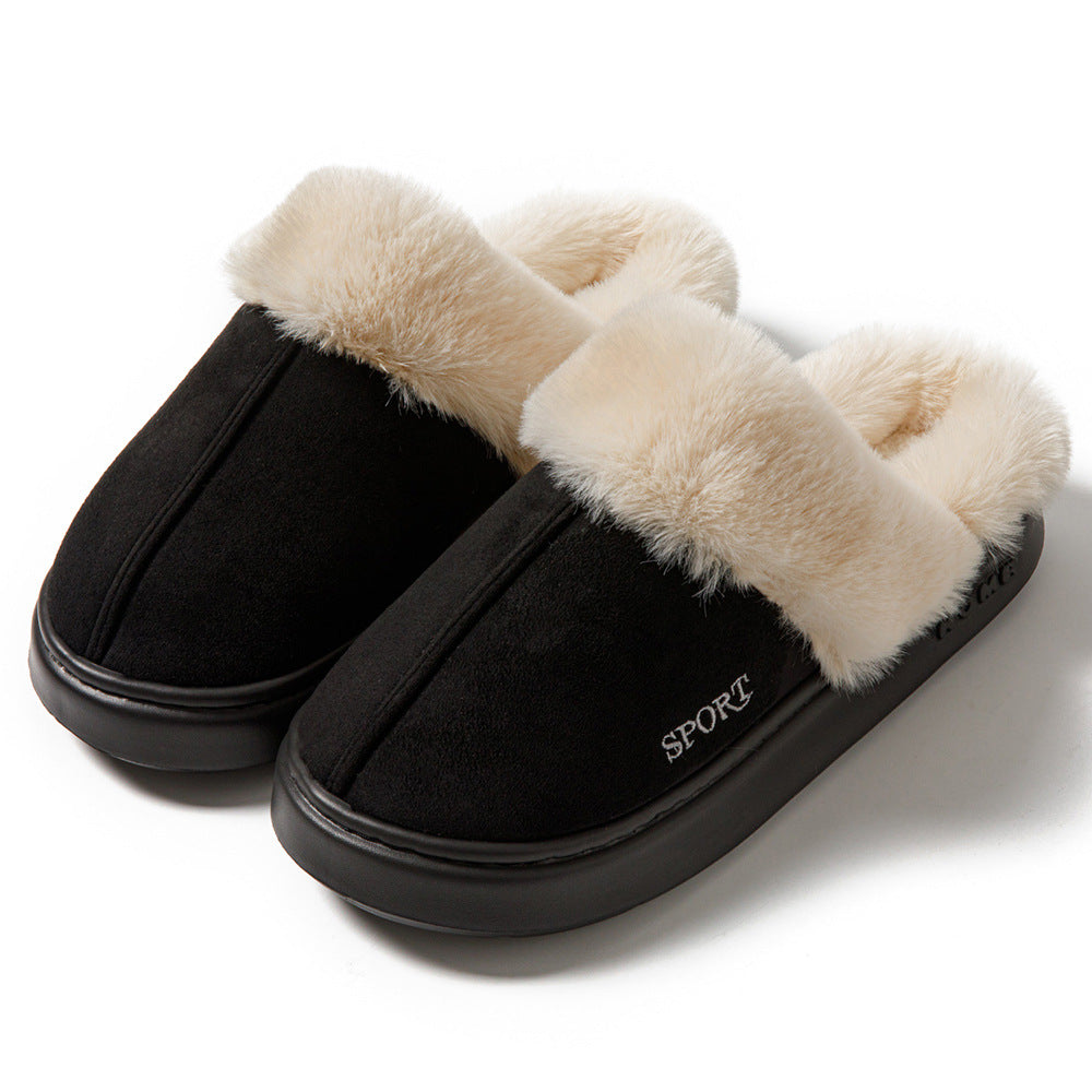 Men's and women's home cotton shoes fleece-lined Mao Mao warm thick-soled cotton slippers
