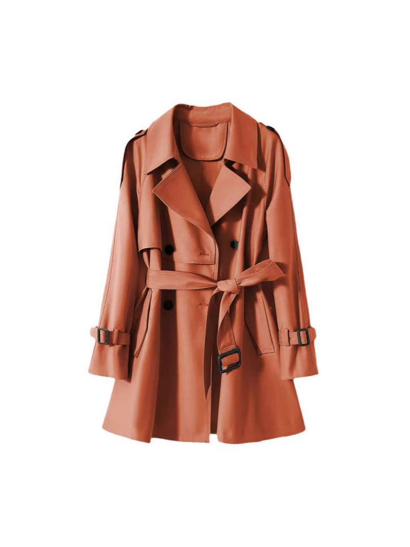 Orange Short Trench Coat for Women, Elegant and Casual Style, 2024 Spring New Model, Three-Dimensional Silhouette, Light Luxury Style Blazer