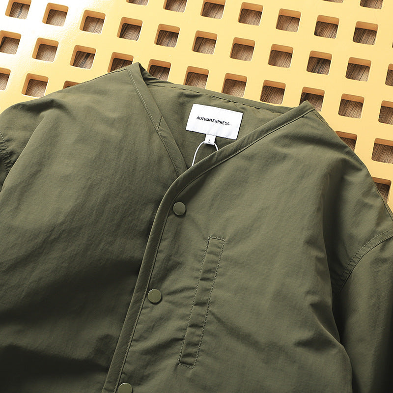 Retro Collarless Layered Thickeneded Men's Winter Jacket Loose Casual Autumn and Winter Warm Inner Lining Men's Cotton Jacket