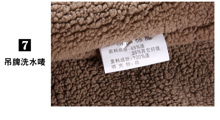 2024 Winter New Style Fleece-Lined Warm Cotton Jacket for Middle-Aged Men, Stand-Up Collar Short Style Cold-Proof Cotton Coat, Padded Large Size Dad's Jacket