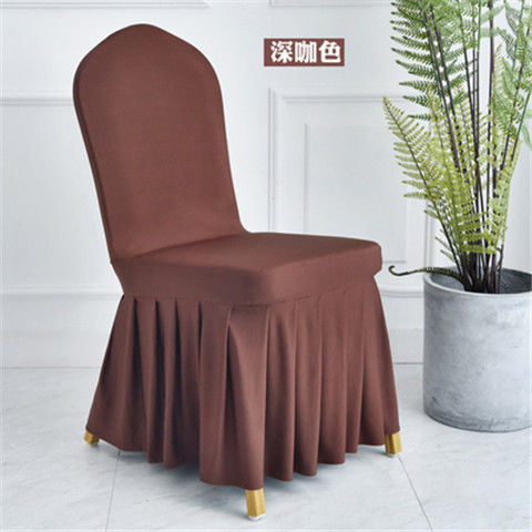 Solid Color All-Inclusive Elastic Pleated Skirt Chair Cover Hotel Wedding Banquet Household Universal Skirt Stool Cover