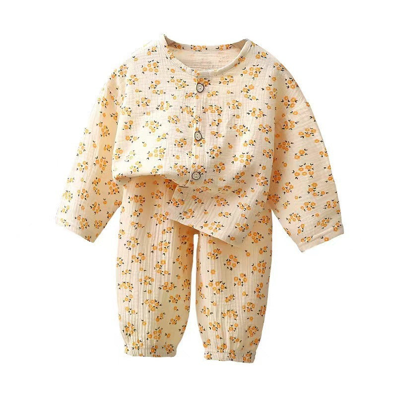 New Class A Children's Cotton Yarn Pajamas suit Boys and Girls Home Clothes Two-piece Cotton Baby's Spring and Autumn and Summer Children's Clothing
