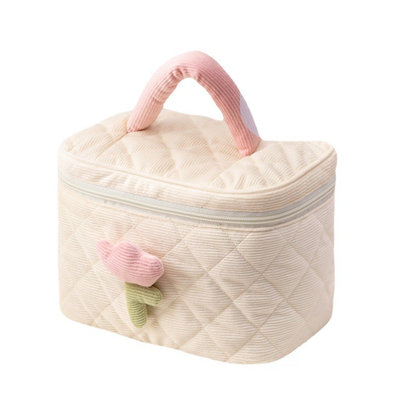 Ins Corduroy Cosmetic Bag Portable Large Capacity Cosmetics Bag Cute Cosmetics Cosmetics Bag Sub-Packaging Multi-Function