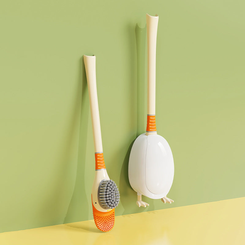 Dopamine Cartoon Duck Silicone Toilet Brush Household Cleaning Set with Base for Toilet Cleaning