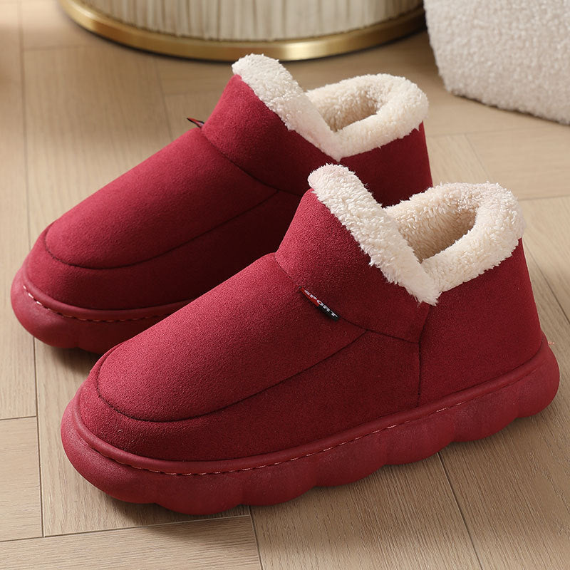 2024 cross-border foreign trade in stock old cotton shoes men and women winter wear bag heel fleece-lined indoor warm thick-soled cotton shoes men