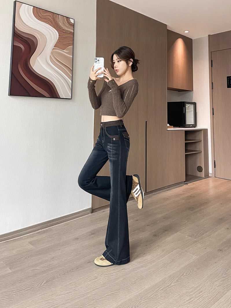 High-Waisted Flared Jeans for Women, Spring and Autumn 2026 New Style, Trendy Design, Flattering and Slimming Bell-Bottom Pants