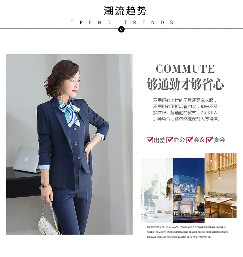 Three-piece suit overalls manager interview formal attire front desk beauty salon business attire bank mobile vest uniform