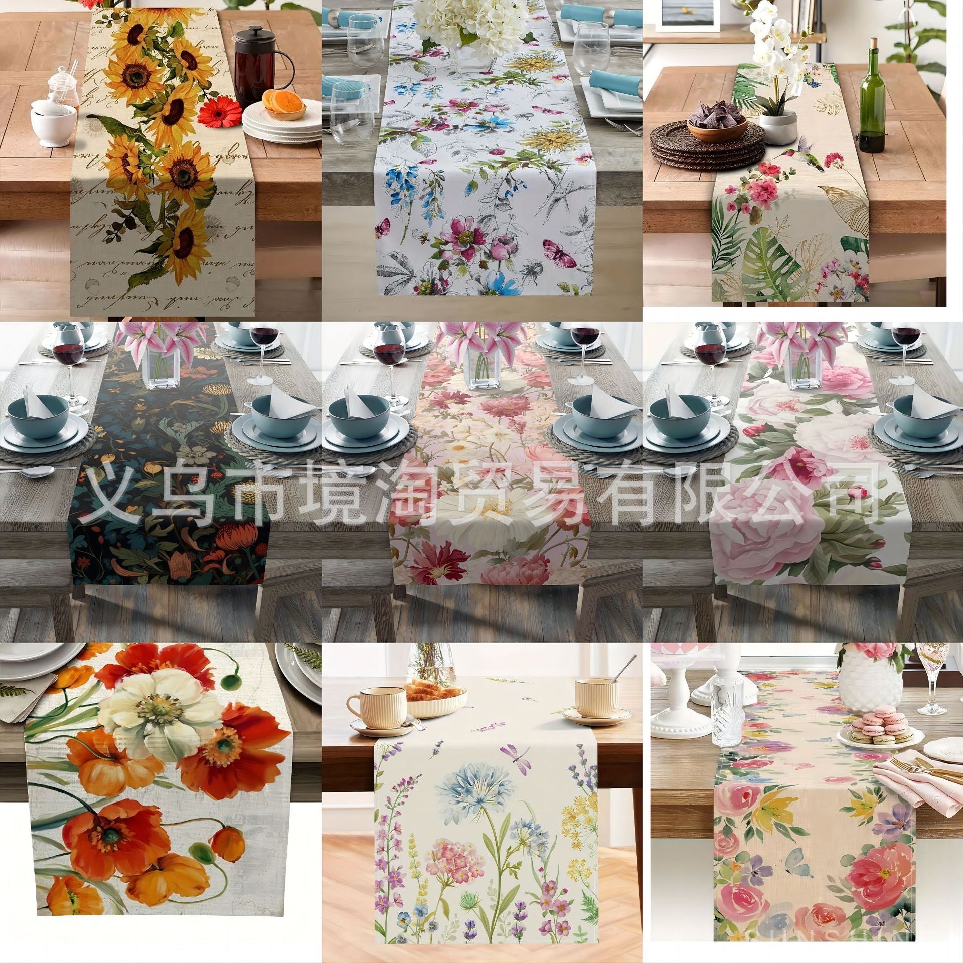 Linen Table Runner Pastoral Flower Lemon Summer Home Dining Table Outdoor Decoration Printed Tablecloth Table Runner