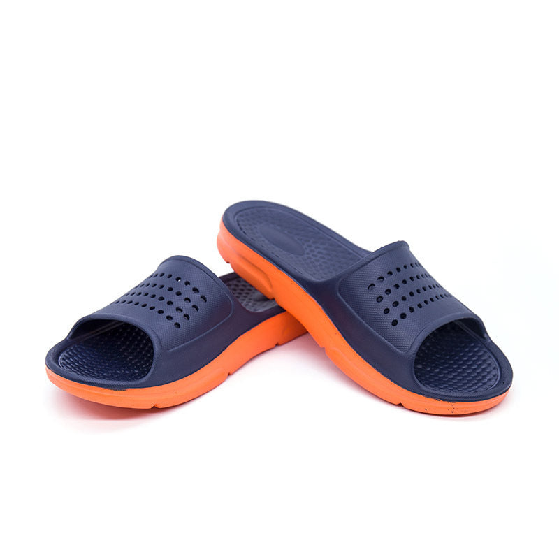 Cross-Border Dual-Density One-Piece Men's Large Size Slippers Summer Two-Color Home Slippers Thick-Soled Rubber and Plastic Slippers
