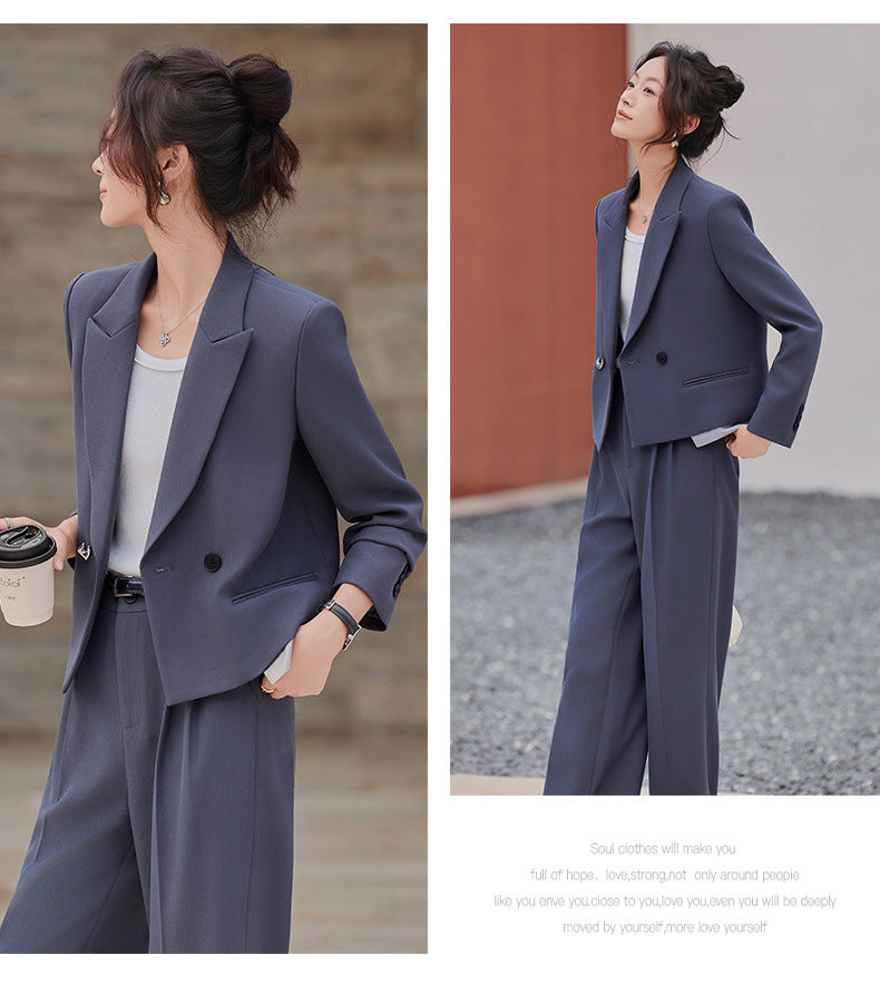 Cross-Border Gray Short Blazer for Women, New Spring and Autumn Style, Petite Professional Casual Workwear Suit