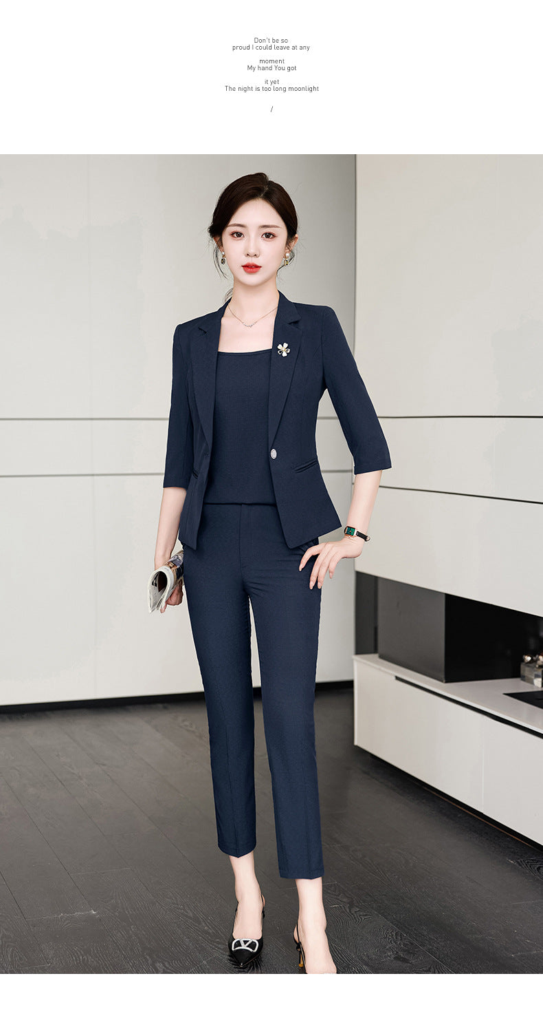 Pink Petite Suit for Women, Summer Thin High-End Short Professional Wear, Fashionable Elegant Casual Formal Wear