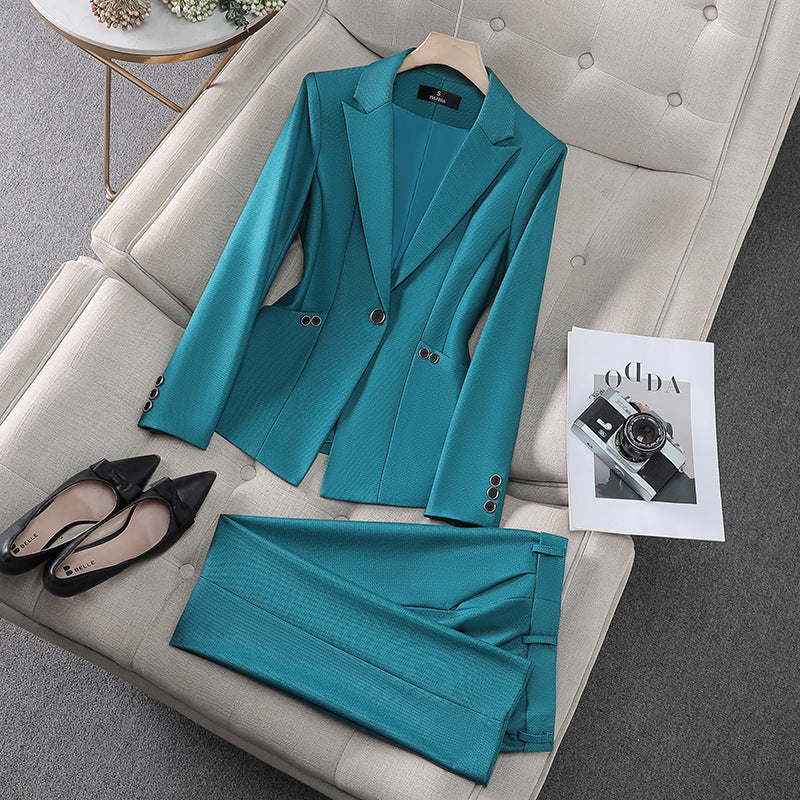 Amazon European and American Cross-Border Popular Commuter Foreign Trade Women's Blazer Professional Pants Dress Two-Piece Suit