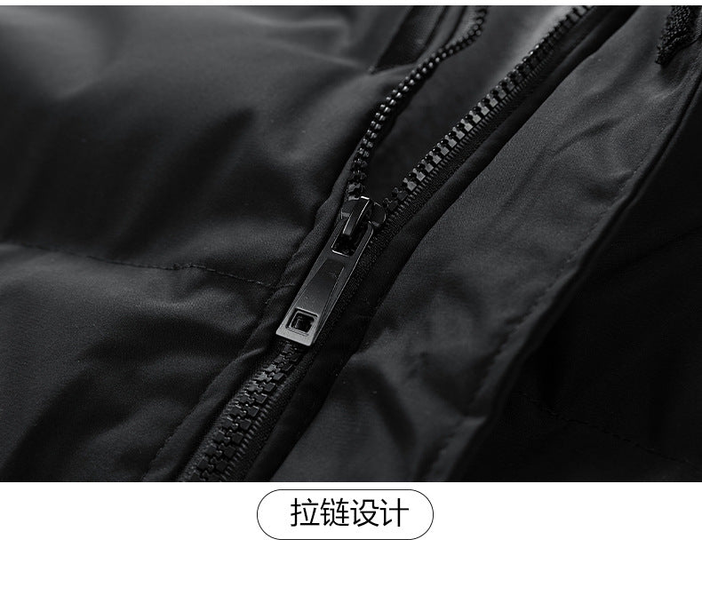 2025 Winter New Cross-Border Men's Cotton Jacket, Faux Two-Piece Solid Color Design with Fleece Lining and Thickened Polar Fleece Cotton Coat