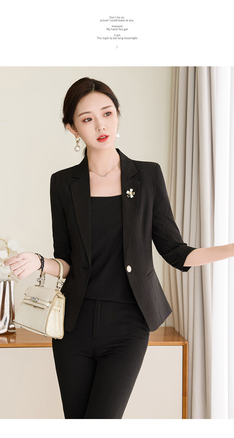Pink Petite Suit for Women, Summer Thin High-End Short Professional Wear, Fashionable Elegant Casual Formal Wear