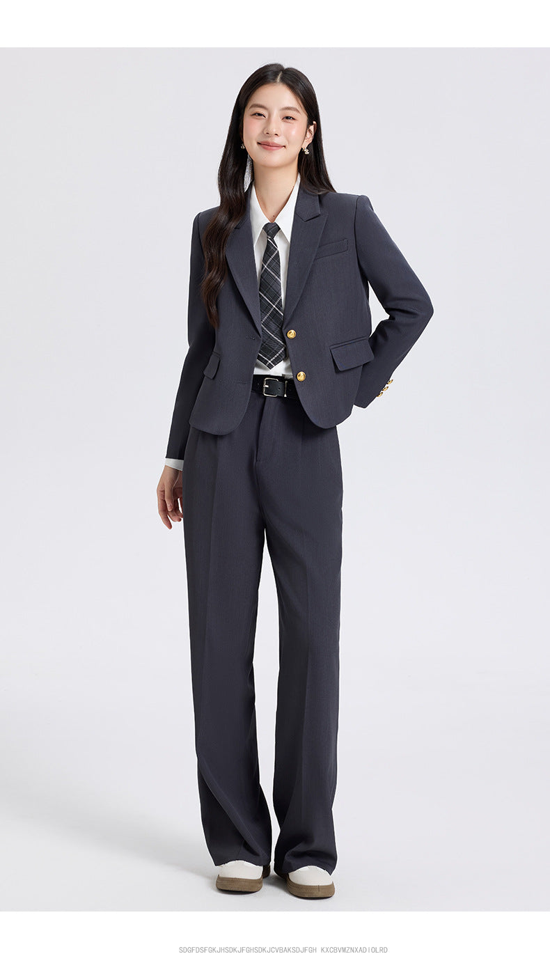 Cross-Border Gray Blazer for Women, New Spring and Autumn Professional Formal Suit, Short Blazer for College Students, High-End Feel