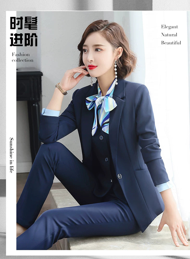 Three-piece suit overalls manager interview formal attire front desk beauty salon business attire bank mobile vest uniform