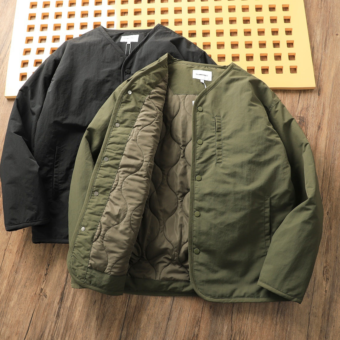 Retro Collarless Layered Thickeneded Men's Winter Jacket Loose Casual Autumn and Winter Warm Inner Lining Men's Cotton Jacket