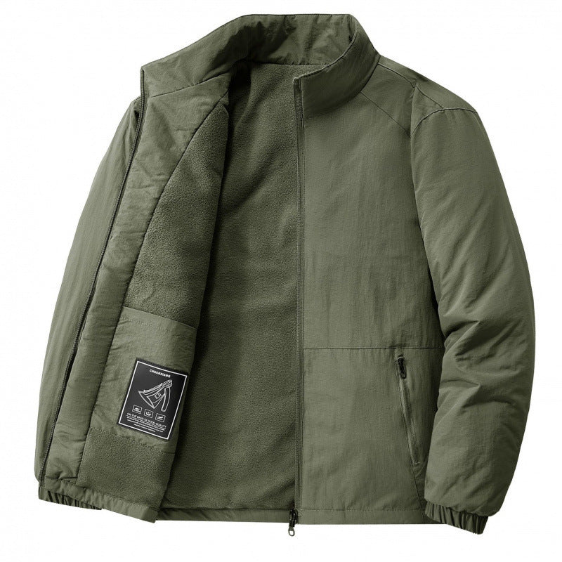 Cross-Border 2025 Tiktok Hot New Style Fleece-Lined and Cotton-Padded Men's Jacket for Outdoor Sports, Loose Korean Style Casual for Middle-Aged Men