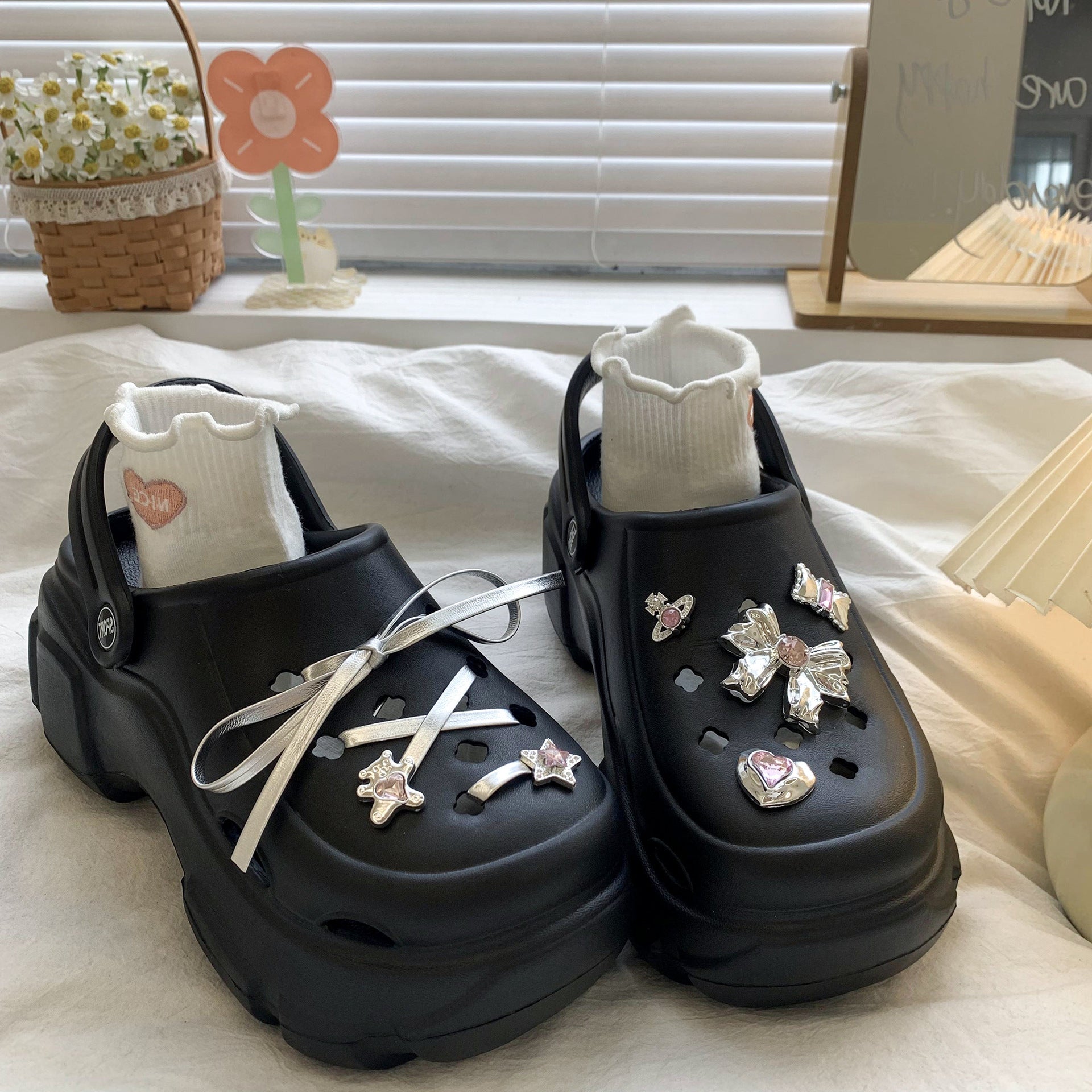Cute Thick-Soled Height-Increasing Eva Clogs, Summer 2026 New DIY Girl Academy Style Beach Non-Slip Sandals
