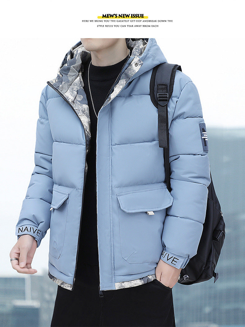 New Winter Casual Men's Warm Jacket Cotton-padded Coat Fashionable Cotton-padded Coat Thickened Top All-match Cotton-padded Coat Hooded Cardigan