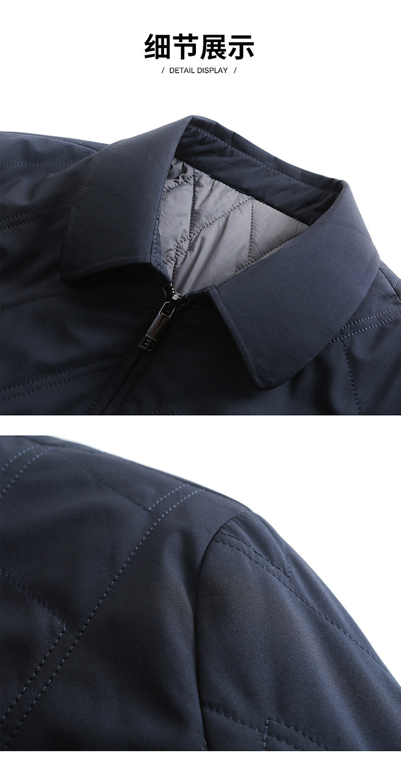 Middle-Aged Men's Jacket 2025 Winter New Style Lapel Middle-Aged Dad's Cotton-Padded Jacket Business Casual Men's Jacket Dropshipping