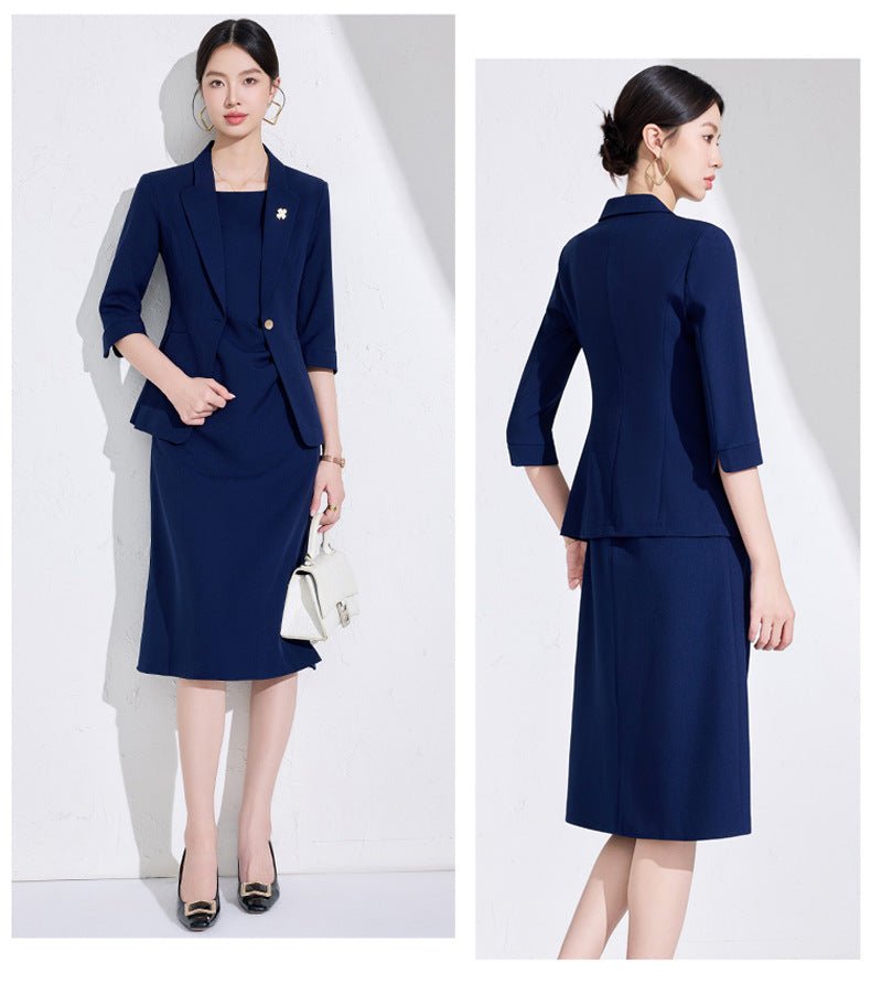 Pink High-End Three-Quarter Sleeve Blazer Women's Pants Dress Business Attire Two-Piece Suit High-End Elegant Trendy