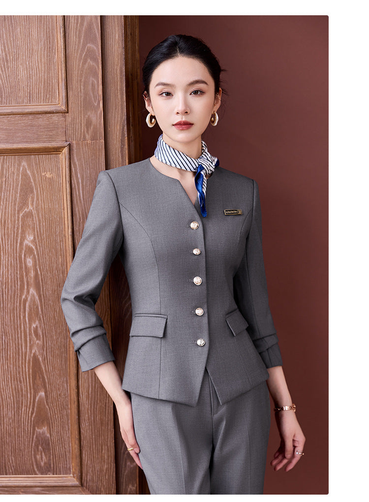 Professional Suit Suit Women's Autumn and Winter New Hotel Front Desk Jewelry Store Workwear Beauty Salon Front Desk Manager Workwear