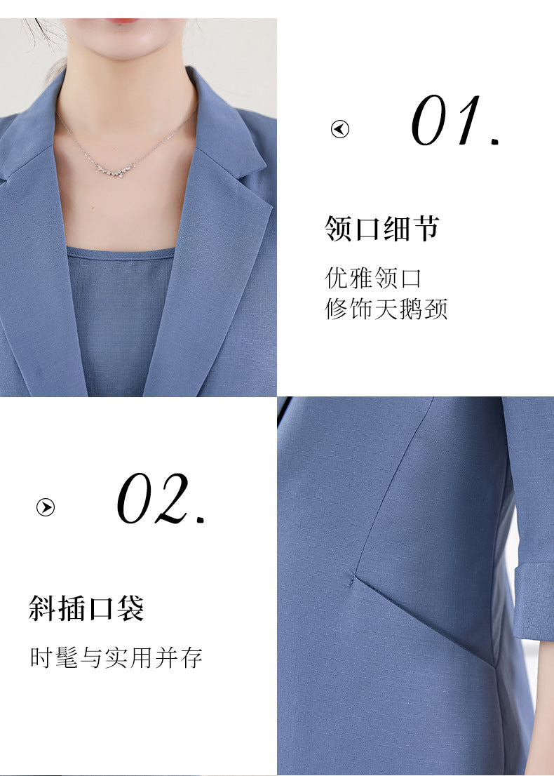 Pink Mid-Sleeve Suit for Women 2025 New Summer Thin Business Attire Elegant Beauty Salon Front Desk Work Clothes