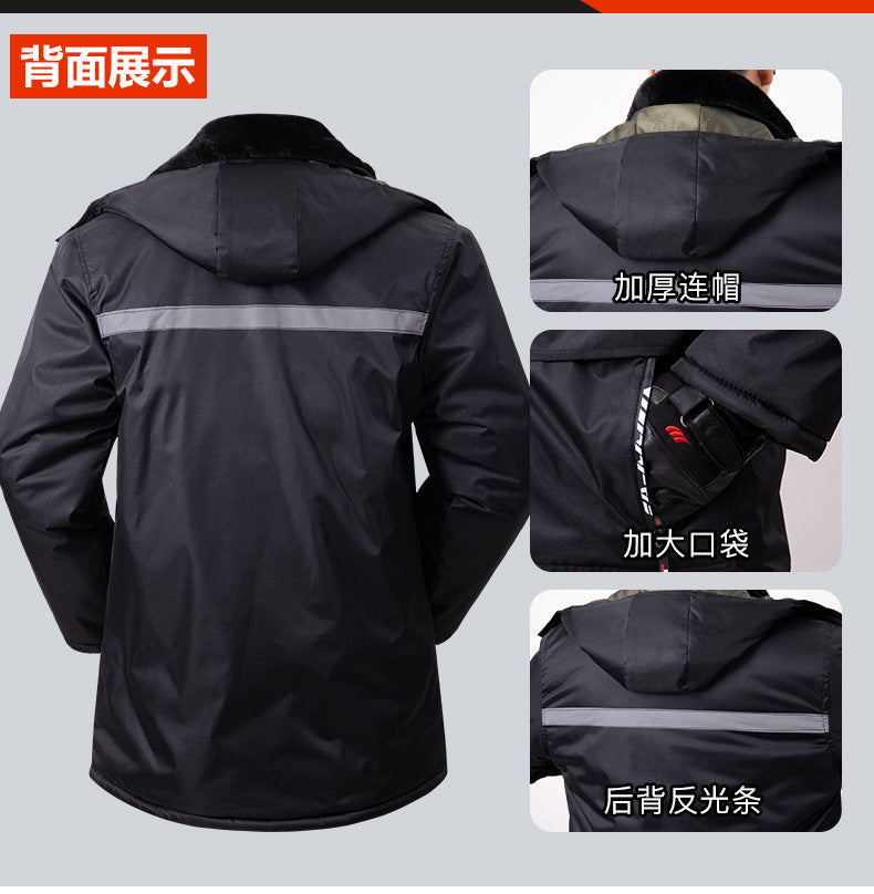 Winter Cold-Proof Cotton Coat, Labor Protection Cotton Jacket, Fleece-Lined and Thickeneded Construction Site Cold Storage Cotton Jacket, Thickeneded Warm Work Clothes, Cotton Jacket