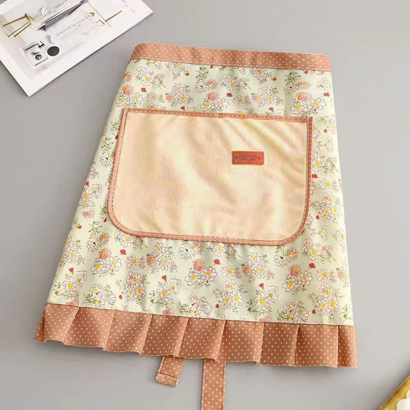 Factory Direct Sales New Kitchen Household Cooking Canvas Cotton Apron Lace Cute Hand-Wipeable Suspenders Pure Cotton for Women
