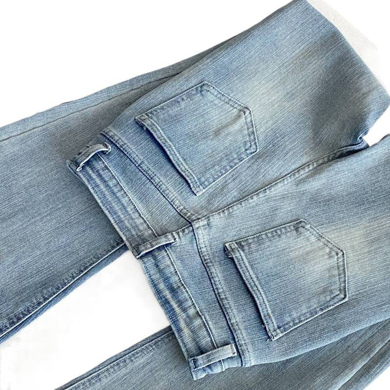 Korean 2025 Autumn New Women's Ins Blogger's Own Hip-Enhancing Slimming Look Bootcut Jeans Retro Slim Pants