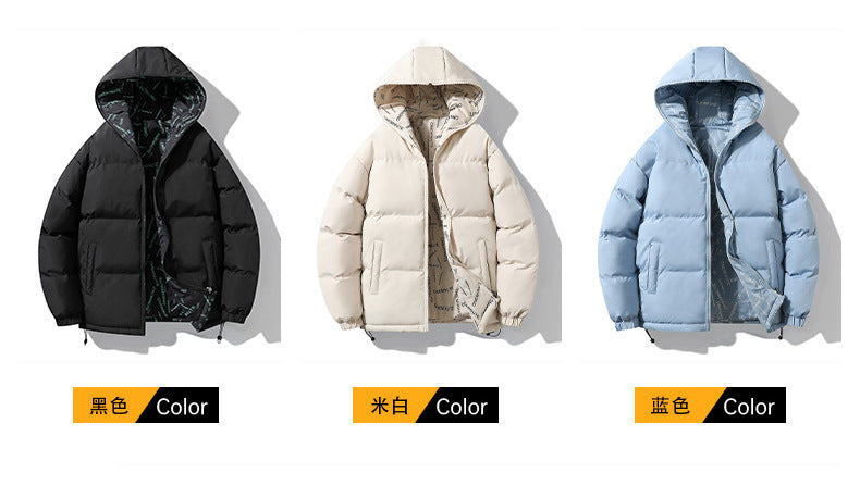 2025 New Trendy Brand Plus Size Cotton Jacket Couple Style Reversible Hooded Loose Winter Thick Warm Coat