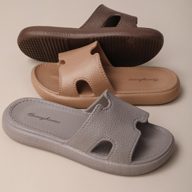 Fashion Retro High-end Sense Leather Pattern EVA Outer Wear Sandals and Slippers Women's Home Non-slip Soft Bottom Slippers Women's Summer