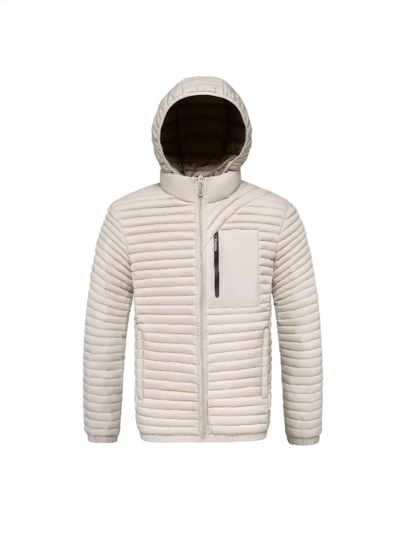Cross-Border Men's Cotton Jacket 2025 Autumn and Winter Graphene Detachable Hood Amazon Wish Ribbed Cotton Coat Thickened