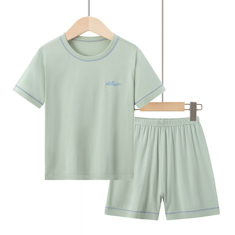 Summer Boys' Short-sleeved Shorts Modal Children's Pajamas Girls' Parent-child Home Clothes suit Children's Air-conditioning Clothes