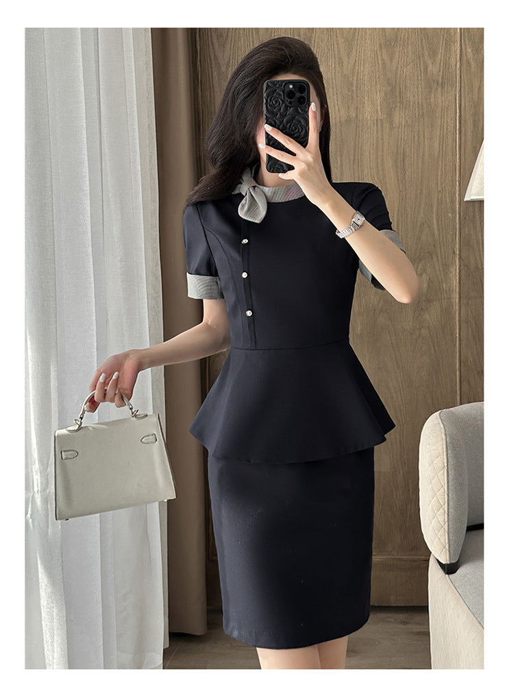 Stewardess Professional Wear Female Summer Fashion Ol Suit Beautician Workwear Sales Department Front Desk Customer Service Reception Workwear