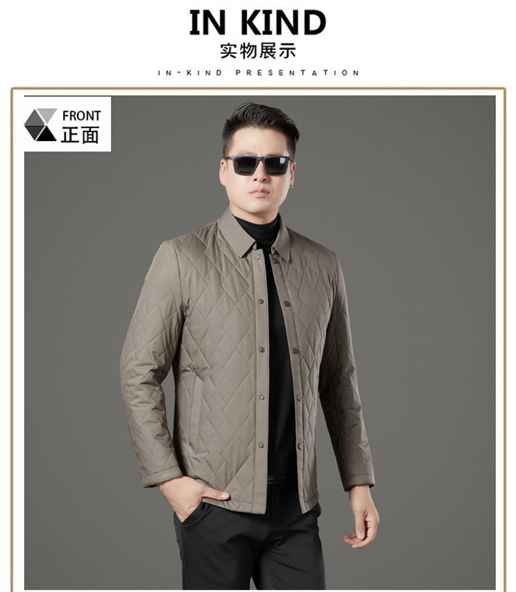 24 Winter Men's Cotton Jacket for Young and Middle-Aged, Casual Trendy Warm Silk Cotton Coat, Casual Outerwear for Men
