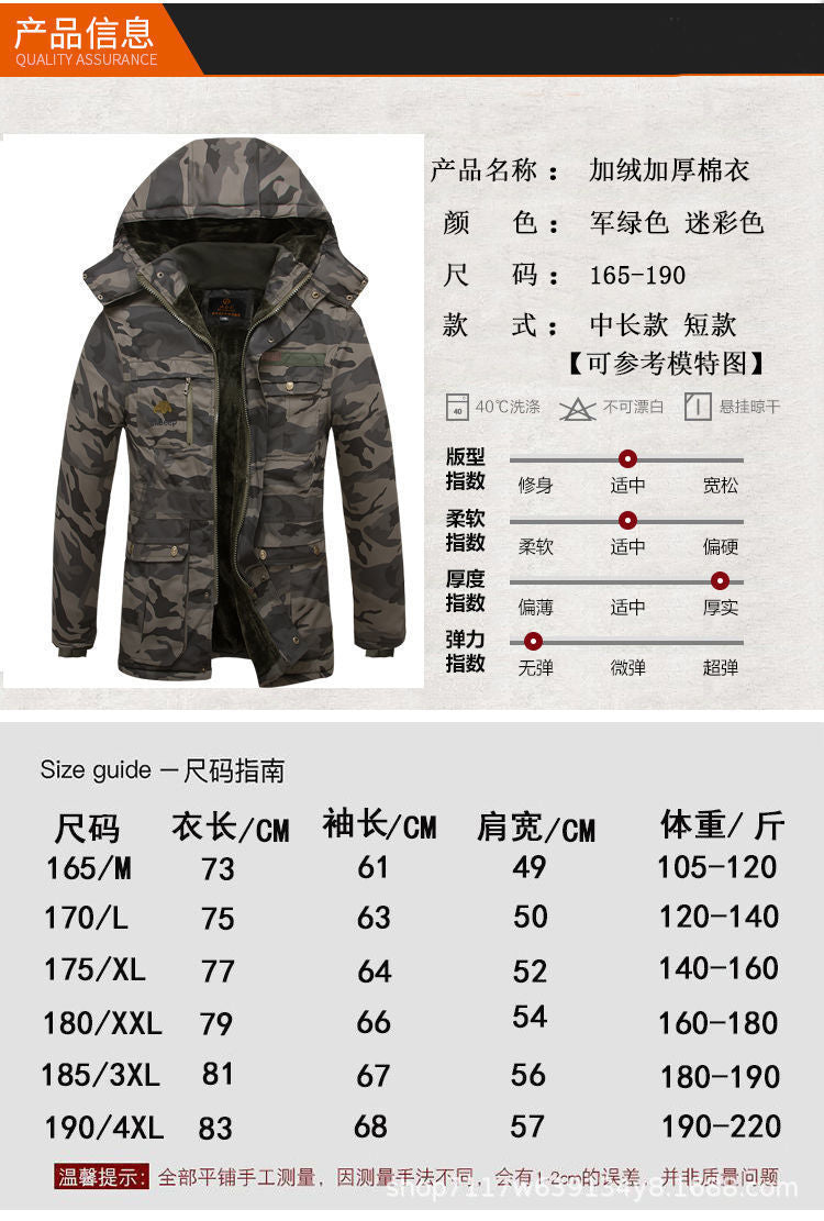 Beicangwang Winter Cotton-Padded Jacket for Men, Fleece-Lined, Thickened, Warm, Cold-Proof, Labor Protection Cotton Coat, Outdoor Cotton Material, Welding Workwear Cotton Jacket