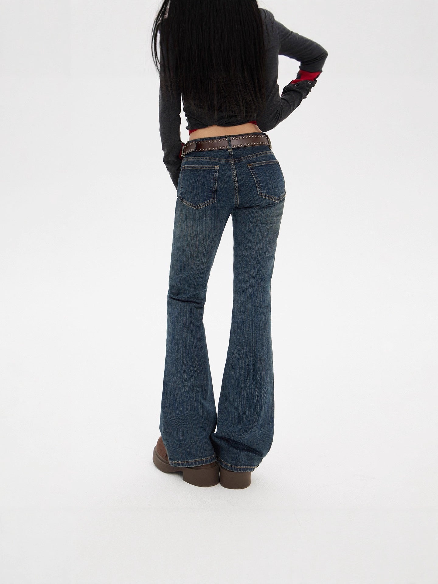 American Hot Girl Low-Waist Bootcut Jeans for Women 2025 Autum New Slim Fit Elastic Slimming Look Horseshoe Flared Pants