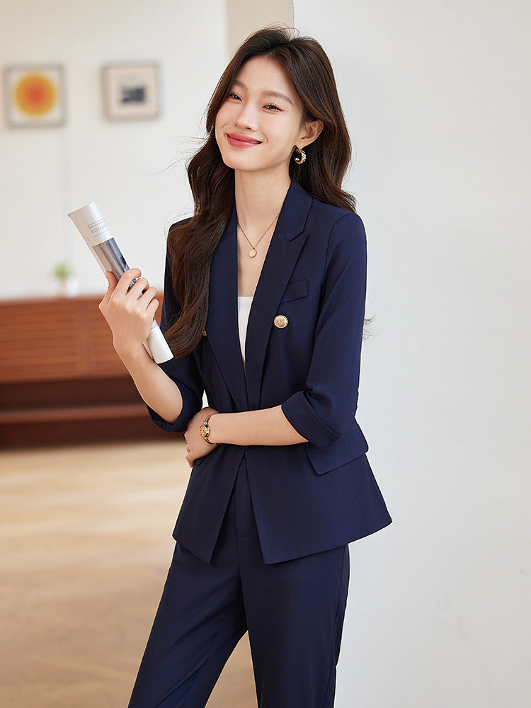 Seven-point Sleeve Suit suit Women's Spring and Summer New College Student Work Clothes Interview Dress Slim-fit Jacket Professional Suit