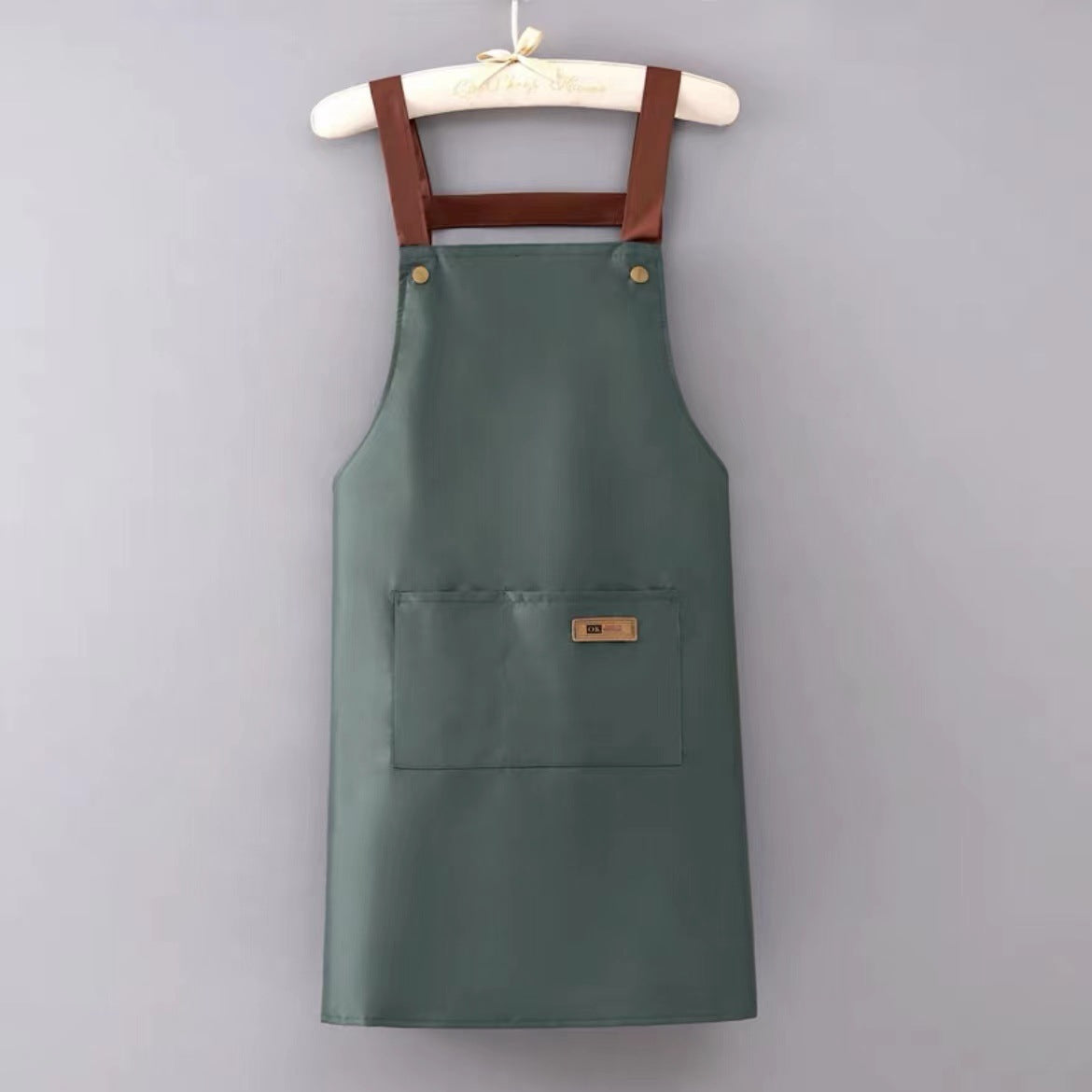 New Waterproof and Oil-Proof Apron Kitchen Cooking Apron Anti-Fouling Fabric Men's and Women's Cafe Printed Work Clothes Customization