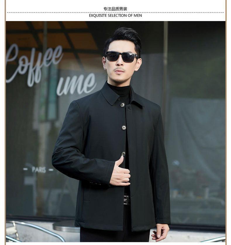 2024 Winter Coat Thickened Cotton-padded Jacket Men's High-grade Mulberry Silk Cotton-padded Jacket for Middle-aged and Elderly Dads Business Casual Jacket