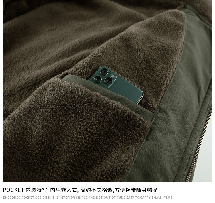 Factory direct winter plus velvet men's cotton-padded overalls cotton-padded jacket coat fur collar thickened pilot cotton-padded jacket 89K16