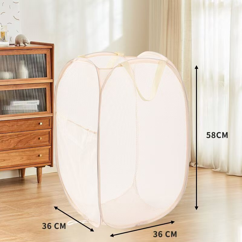 Dirty Clothes Basket, Foldable Large-Capacity Household Mesh Laundry Basket, Bathroom Storage Basket for Dirty Clothes