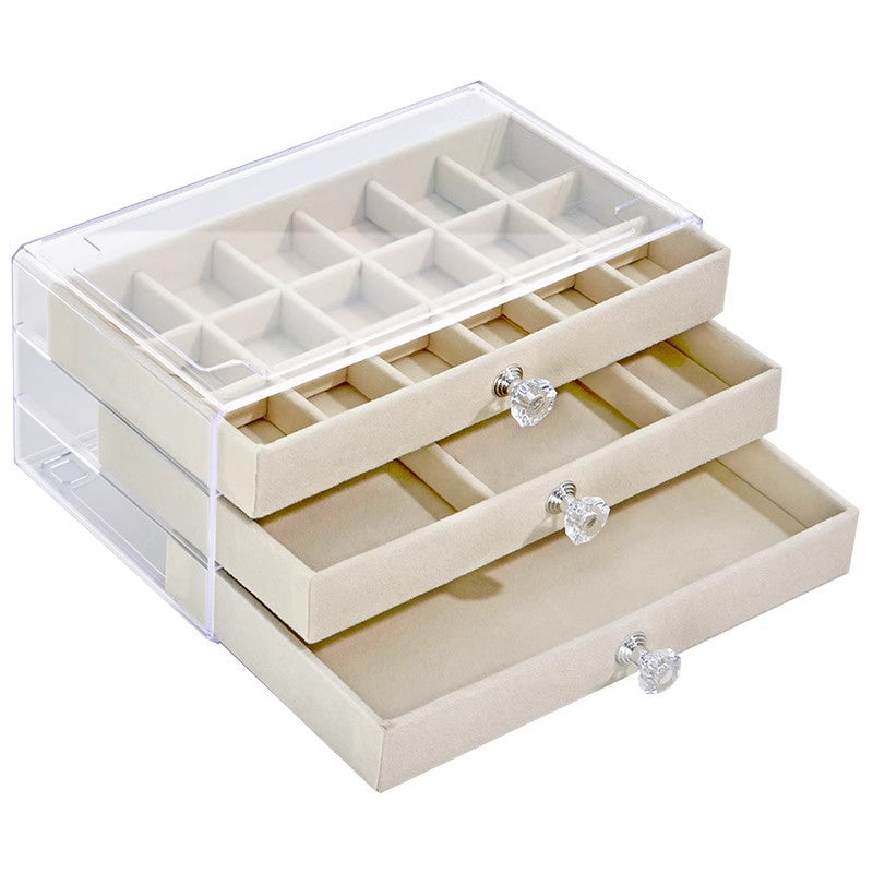 2025 New Korean Style Simple Style Acrylic Multi-Layer Jewelry Storage Box Jewelry Necklace Earrings Jewelry Display Box