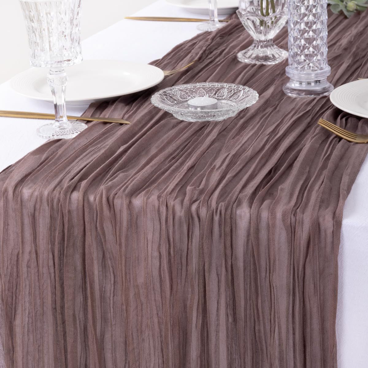 Cross-border foreign trade wholesale Bali yarn wrinkled table flag twist table flag tablecloth wedding party decoration wrinkled table flag